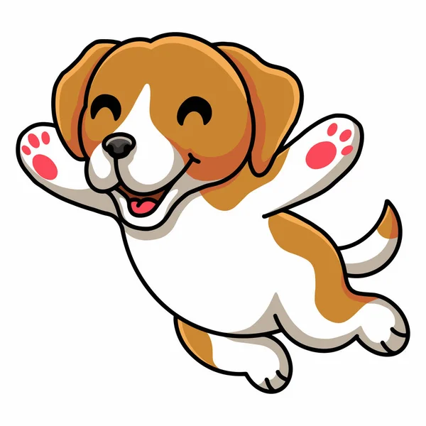 Vector Illustration Cute Little Beagle Dog Cartoon — ストックベクタ