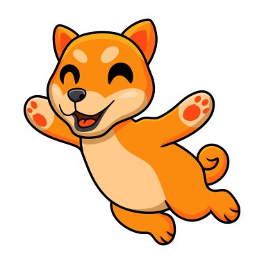 Vector illustration of Cute shiba inu dog cartoon jumping