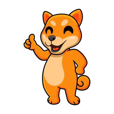 Vector illustration of Cute shiba inu dog cartoon giving thumb up