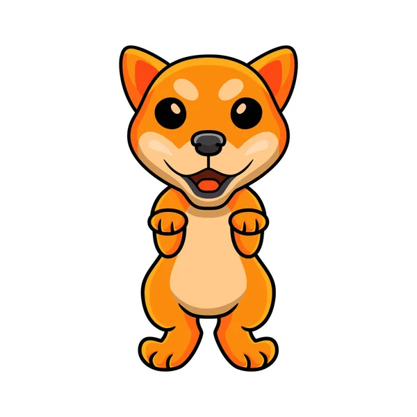 Vector Illustration Cute Shiba Inu Dog Cartoon Standing — Vector de stock