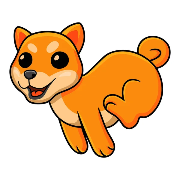 Vector Illustration Cute Shiba Inu Dog Cartoon Running — Image vectorielle