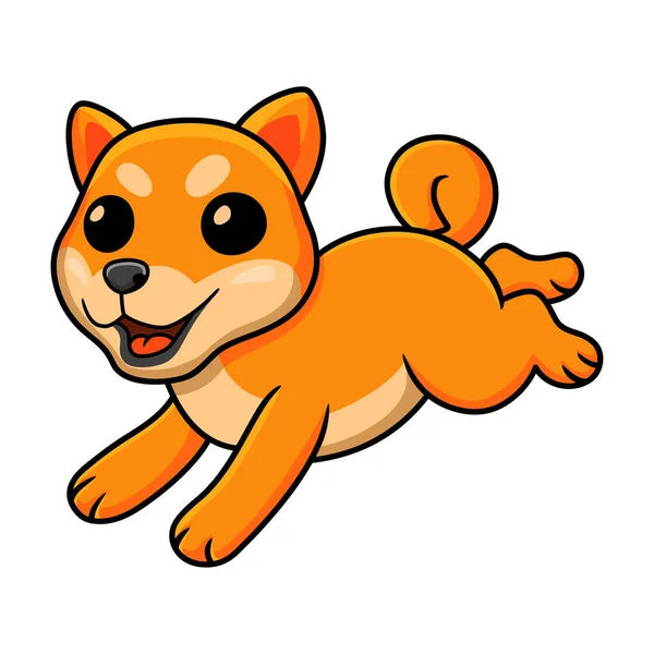 Vector Illustration Cute Shiba Inu Dog Cartoon Running — ストックベクタ