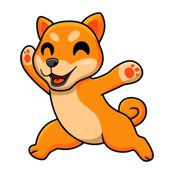 Vector Illustration Cute Shiba Inu Dog Cartoon Posing — Stockvektor