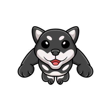 Vector illustration of Cute black shiba inu dog cartoon jumping