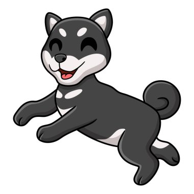 Vector illustration of Cute black shiba inu dog cartoon posing