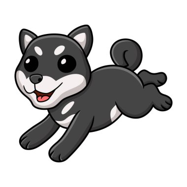 Vector illustration of Cute black shiba inu dog cartoon running