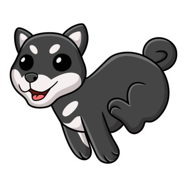 Vector illustration of Cute black shiba inu dog cartoon running