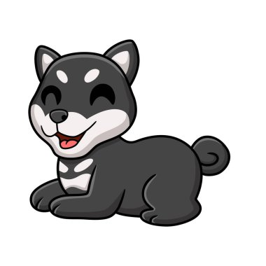 Vector illustration of Cute black shiba inu dog cartoon sitting