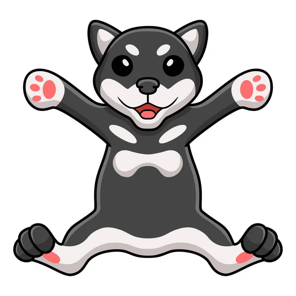 Vector Illustration Cute Black Shiba Inu Dog Cartoon Posing — Stok Vektör