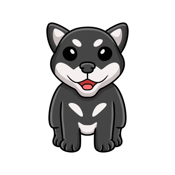 Vector Illustration Cute Black Shiba Inu Dog Cartoon — Archivo Imágenes Vectoriales