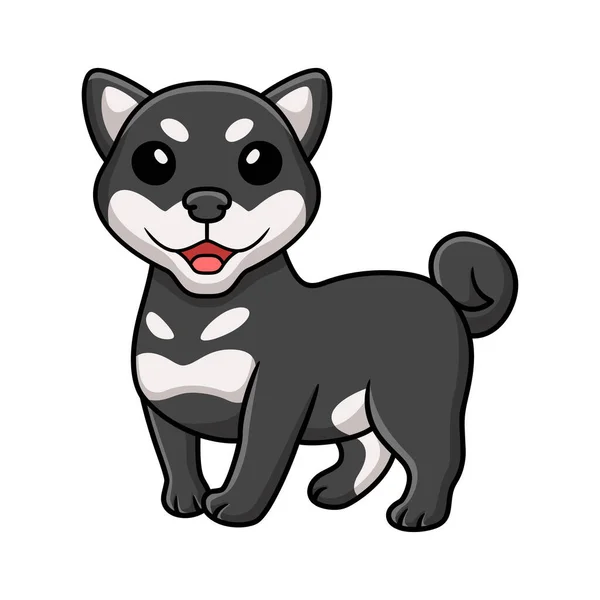 Vector Illustration Cute Black Shiba Inu Dog Cartoon — Image vectorielle
