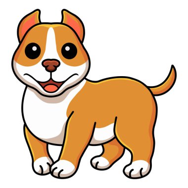 Vector illustration of Cute smiling little pitbull cartoon