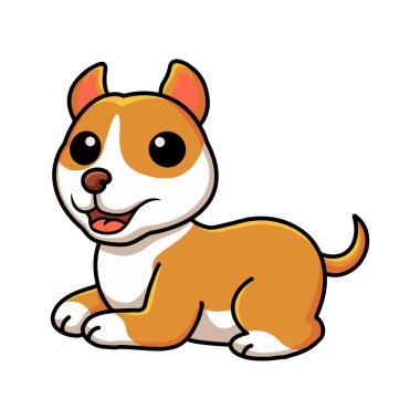 Vector illustration of Cute little pitbull cartoon sitting