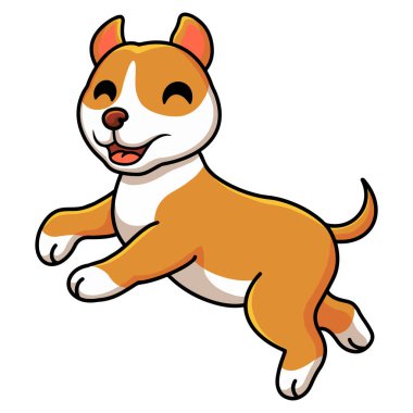 Vector illustration of Cute little pitbull cartoon posing