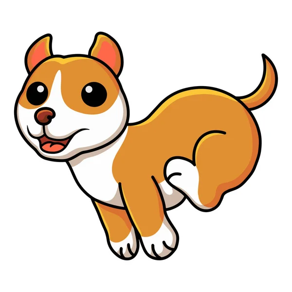 Vector Illustration Cute Little Pitbull Cartoon Running — Image vectorielle