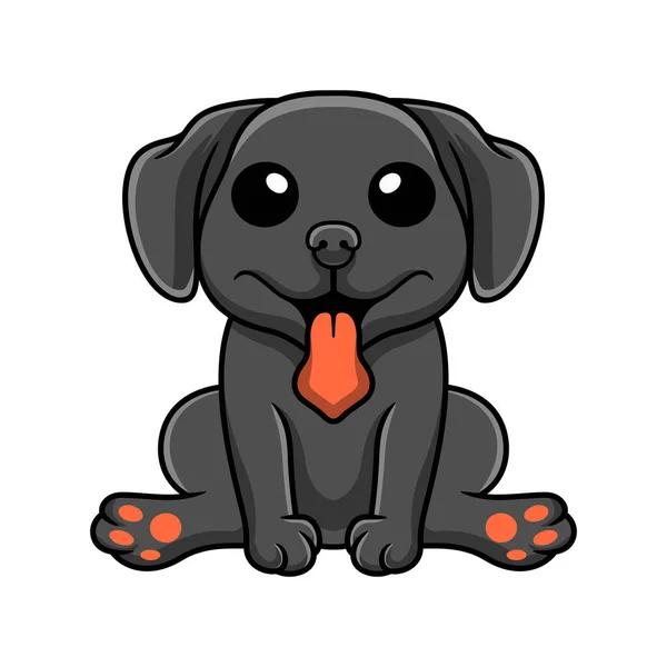 Vector Illustration Cute Black Labrador Dog Cartoon Sitting — Stock Vector