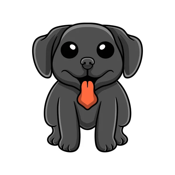 Vector Illustration Cute Black Labrador Dog Cartoon — Stok Vektör