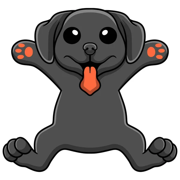 Vector Illustration Cute Black Labrador Dog Cartoon Posing — Image vectorielle