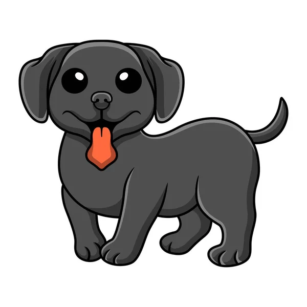 Vector Illustration Cute Black Labrador Dog Cartoon — Stockový vektor