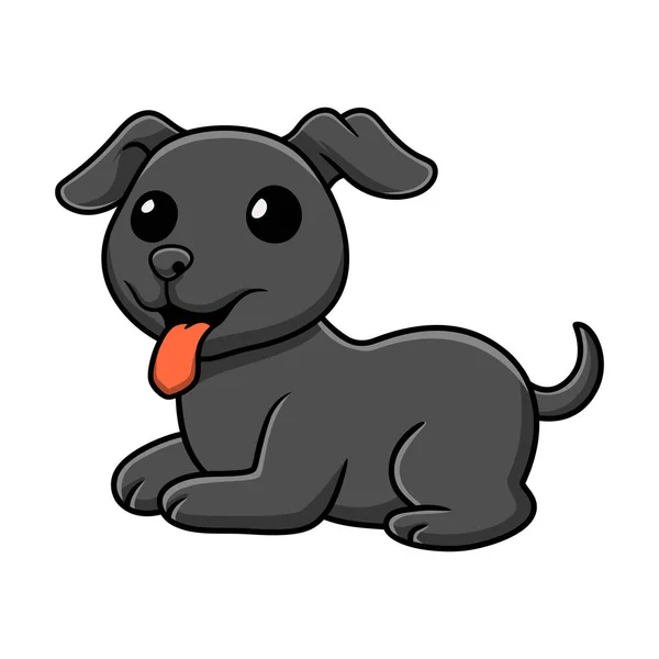 Vector Illustration Cute Black Labrador Dog Cartoon Sitting —  Vetores de Stock