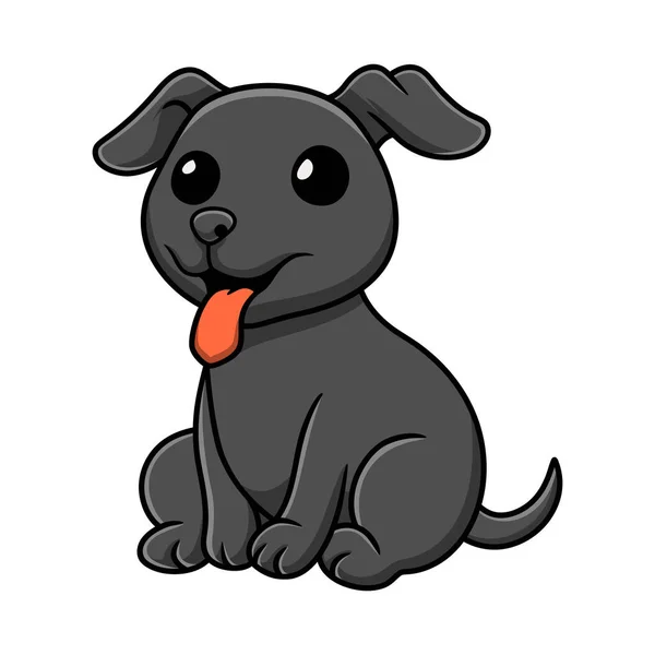 Vector Illustration Cute Black Labrador Dog Cartoon Sitting —  Vetores de Stock