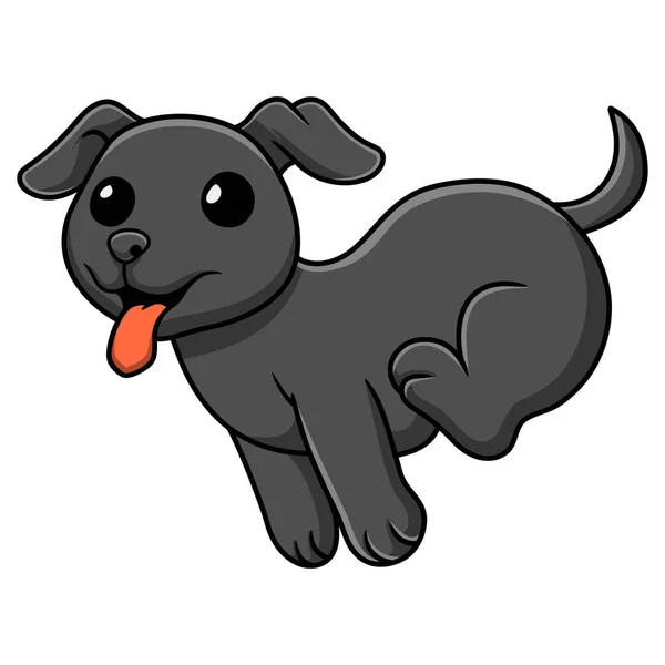 Vector Illustration Cute Black Labrador Dog Cartoon Running — Vettoriale Stock