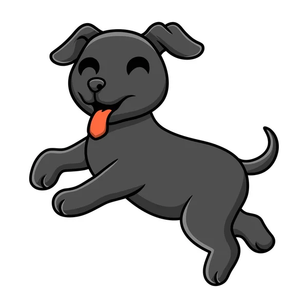 Vector Illustration Cute Black Labrador Dog Cartoon — ストックベクタ