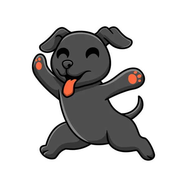 Vector Illustration Cute Black Labrador Dog Cartoon — Image vectorielle