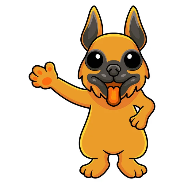 Vector Illustration Cute German Shepherd Dog Cartoon Waving Hand — Image vectorielle