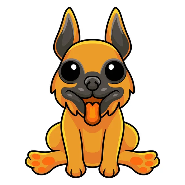 Vector Illustration Cute German Shepherd Dog Cartoon Sitting — Vetor de Stock