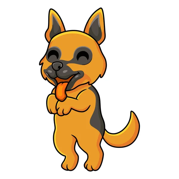 Vector Illustration Cute German Shepherd Dog Cartoon — Stock Vector
