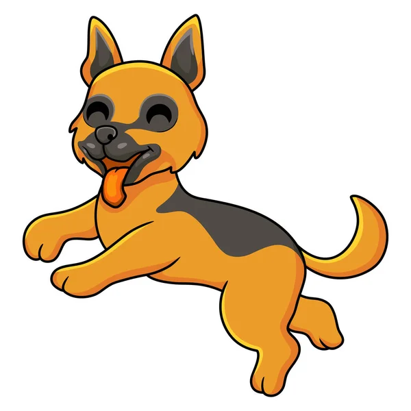 Vector Illustration Cute German Shepherd Dog Cartoon — Stok Vektör