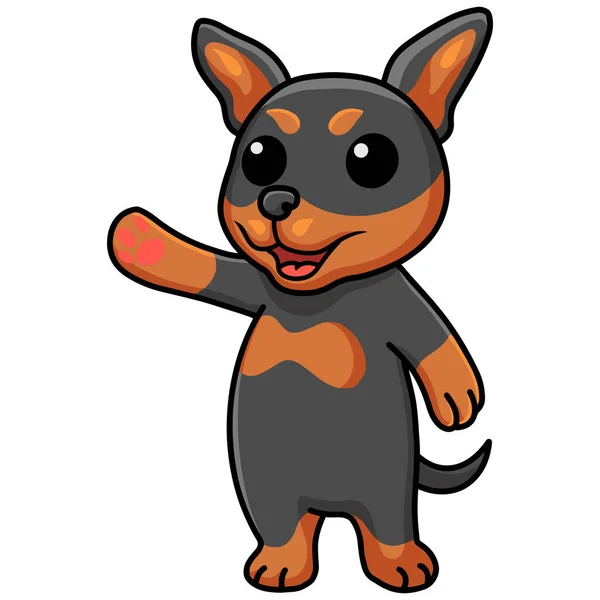 Vector Illustration Cute Russian Toy Dog Cartoon Waving Hand — Stockvektor