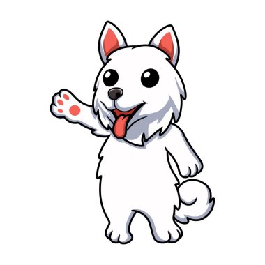 Vector illustration of Cute samoyed dog cartoon waving hand