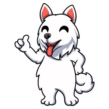 Vector illustration of Cute samoyed dog cartoon waving hand