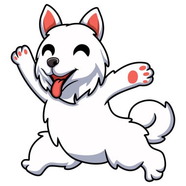 Vector illustration of Cute samoyed dog cartoon running