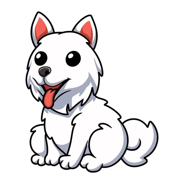 Vector Illustration Cute Samoyed Dog Cartoon Sitting — Stock vektor