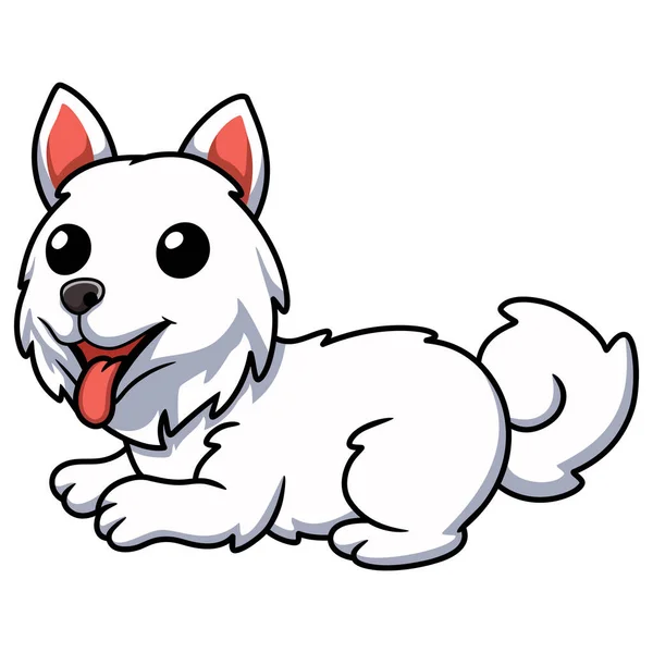 Vector Illustration Cute Samoyed Dog Cartoon Sitting — ストックベクタ