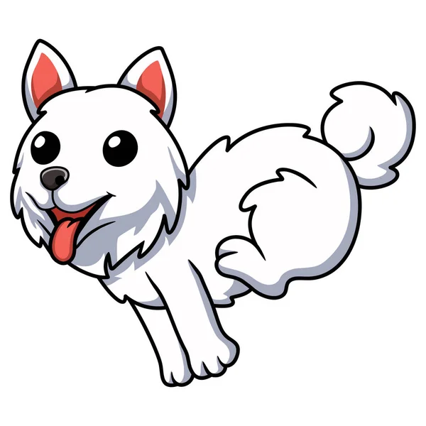 Vector Illustration Cute Samoyed Dog Cartoon Running — Stockvector