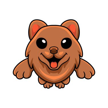 Vector illustration of Cute little pomeranian dog cartoon jumping