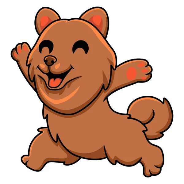 Vector Illustration Cute Little Pomeranian Dog Cartoon Running — Stockvektor