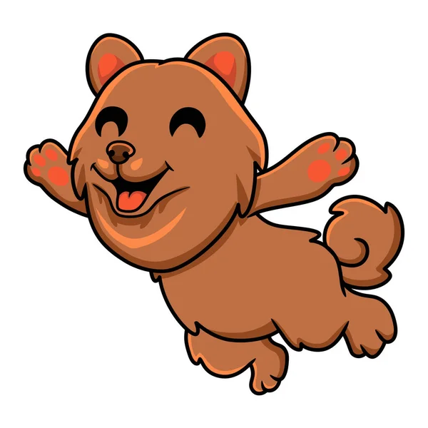 Vector Illustration Cute Little Pomeranian Dog Cartoon Jumping — Stockvektor