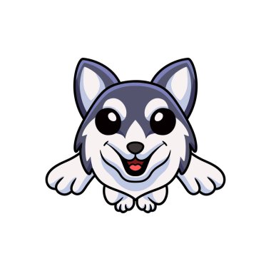 Vector illustration of Cute siberian husky dog cartoon jumping