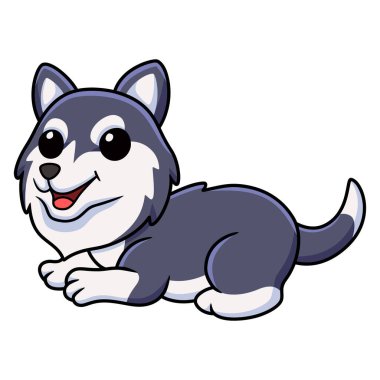 Vector illustration of Cute siberian husky dog cartoon sitting