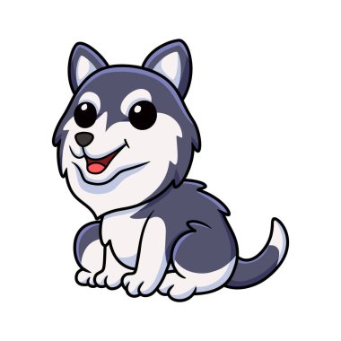Vector illustration of Cute siberian husky dog cartoon sitting