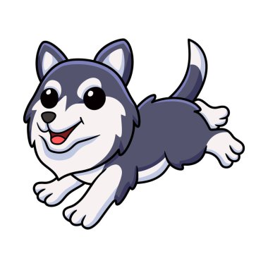 Vector illustration of Cute siberian husky dog cartoon running