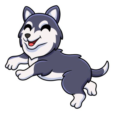 Vector illustration of Cute siberian husky dog cartoon