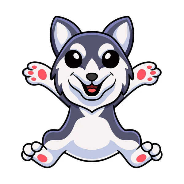 Vector Illustration Cute Siberian Husky Dog Cartoon — Stok Vektör