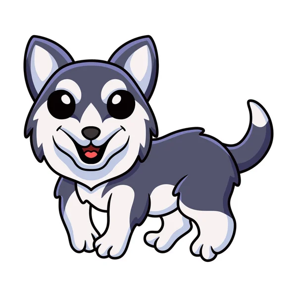 Vector Illustration Cute Siberian Husky Dog Cartoon — ストックベクタ