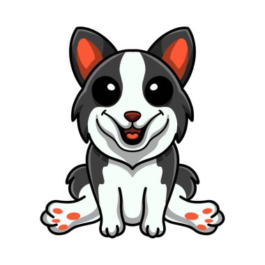 Vector illustration of Cute border collie dog cartoon sitting
